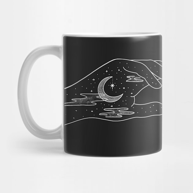 Night and Day in Hands with stars, sun, moon by MugDesignStore